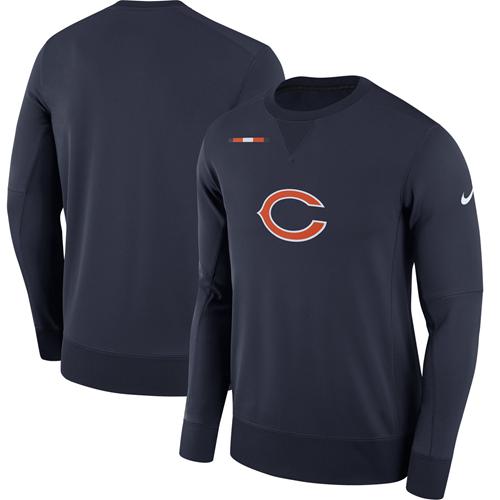 Men's Chicago Bears Nike Navy Sideline Team Logo Performance Sweatshirt - Click Image to Close
